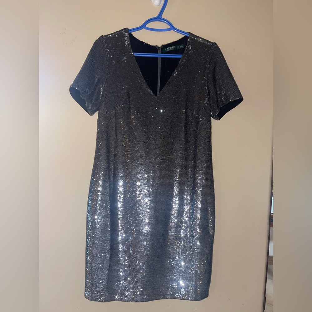 Ralph Lauren gray sequins dress